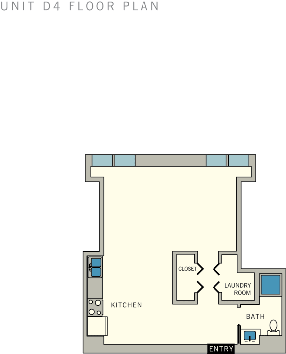 D4 - Studio Floor Plan at Aviator at Brooks Apartments, Clear Property Management, San Antonio