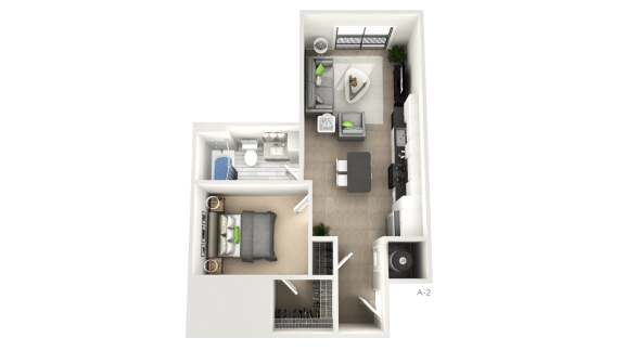 Floor Plan  One Bedroom Floor Plan at Apex Apartments, Arlington, VA, 22206