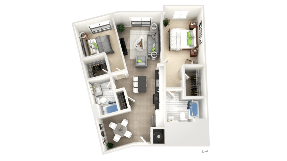 2 Bedroom Floor Plan at Apex Apartments, Arlington