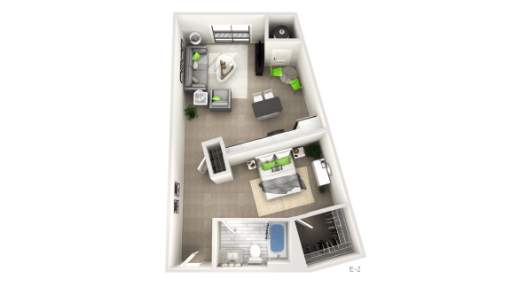 Studio Floor Plan at Apex Apartments, Virginia, 22206