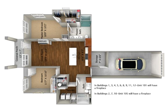 Floor Plan  2 bedroom (1096 sf)