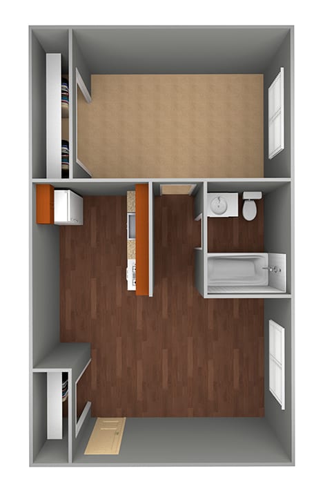 One Bedroom-Floor Plan at Prospect East Apartments, Milwaukee