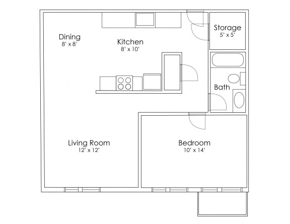 Floor Plan  1 Bedroom B