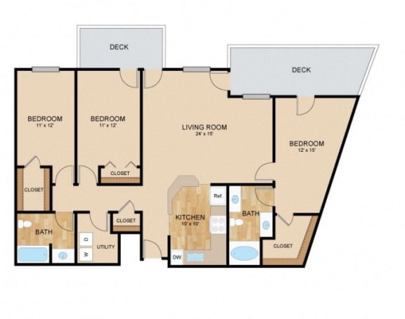 Van Gogh Floor Plan with 1538 square feet, at Larimore, The, 13302 Larimore Ave, Omaha, NE 68164