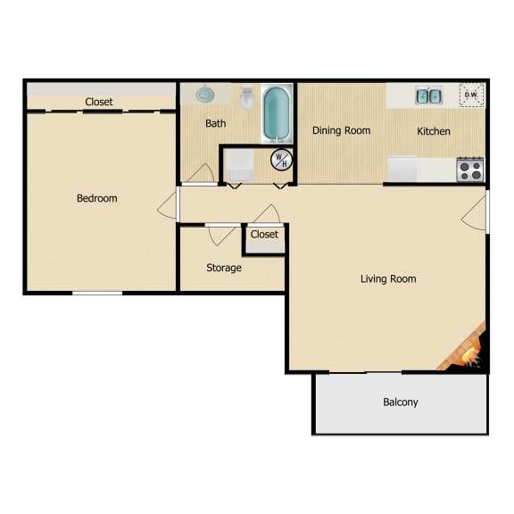 Sycamore Floor Plan at Oakwood Trail Apartments in Omaha, NE