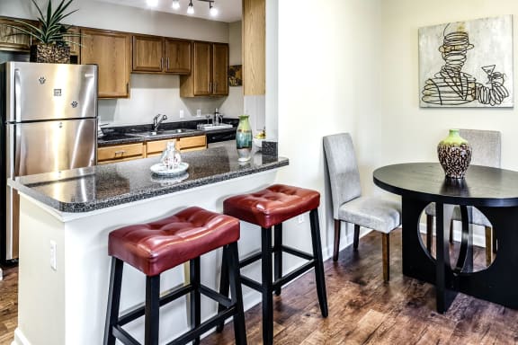 Fitted Kitchen With Island Dining at The Larimore, Nebraska, 68164