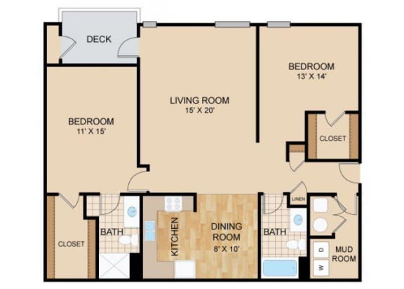 2 Bed 2 Bath Floor Plan at Briar Hills, Omaha, 68118