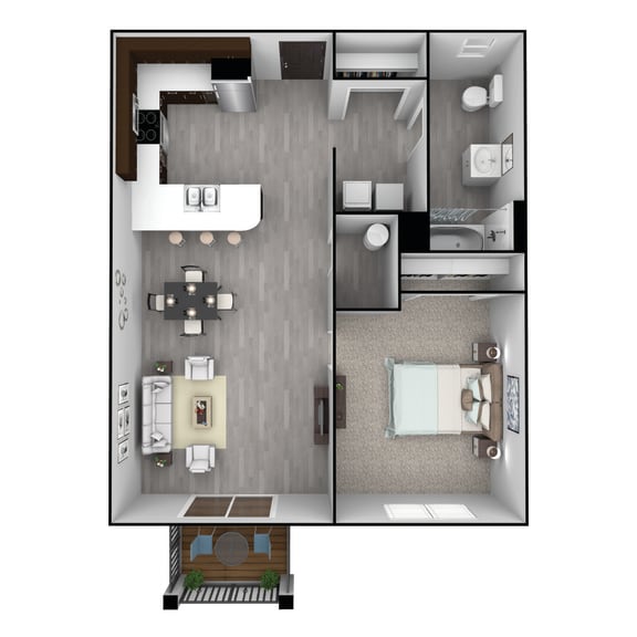  Floor Plan 1 Bedroom, 1 Bathroom - 753 SF  Handicap Unit