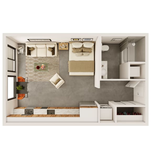  Floor Plan 0 Bedroom, 1 Bathroom - 531 SF