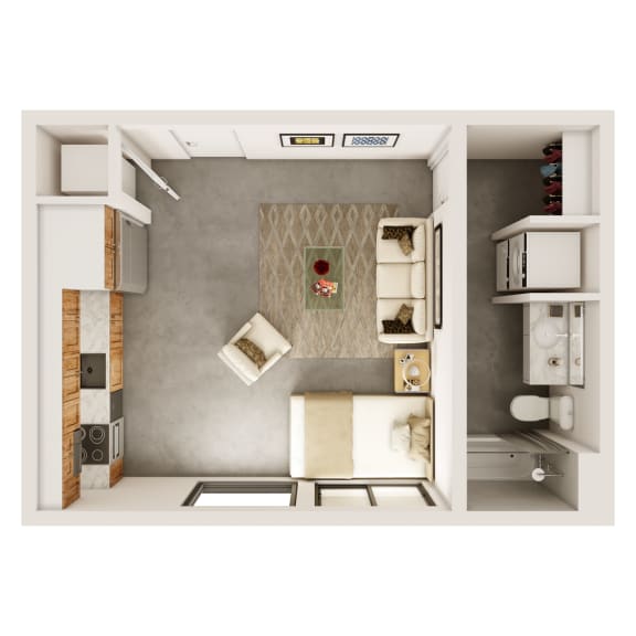 Floor Plan 0 Bedroom, 1 Bathroom - 470 SF