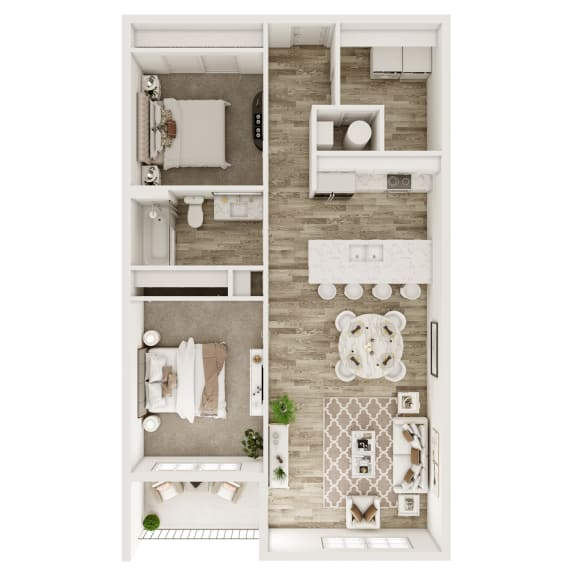  Floor Plan 2 Bedroom, 1 Bathroom - Middle
