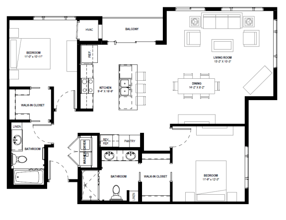 Floor Plan  Bristol Floor Plan 1,215 Sq.Ft. at Galante at Parkside, Apple Valley, MN, 55124
