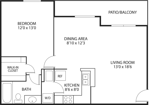Floor Plan  Mallard Ridge One Bedroom Grove Floor Plan