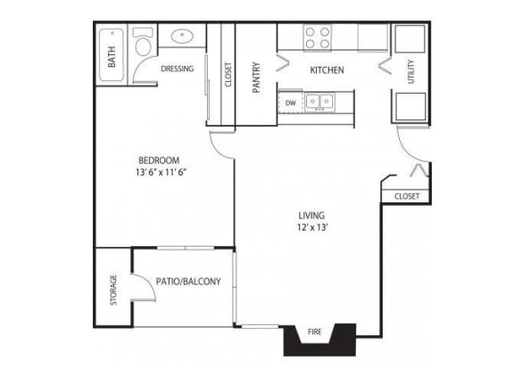 Floor Plan  Eden Commons Apartments in Eden Prairie, MN 1 Bedroom 1 Bath