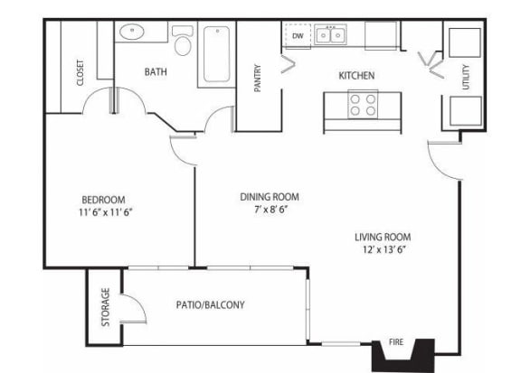 Floor Plan  Eden Commons Apartments in Eden Prairie, MN 1 Bedroom 1 Bath