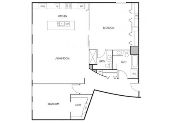 Floor Plan  Lowertown Lofts in St. Paul, MN 2 Bedroom 2 Bath Apartment