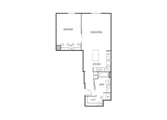 Floor Plan  Lowertown Lofts in St. Paul, MN 1 Bedroom 1 Bath Apartment