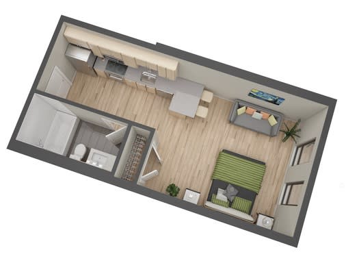 Standish floor plan 392 Sq.Ft. at The Whit, Minneapolis, MN