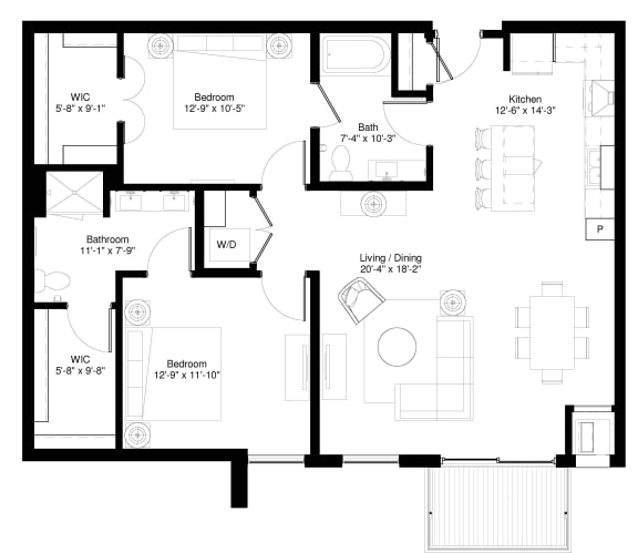 Red Spruce floor plan at Central Park West, St. Louis Park, MN, 55416