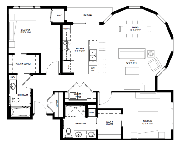 Silhouette Floor Plan 1,215 Sq.Ft. at Galante at Parkside, Apple Valley, MN