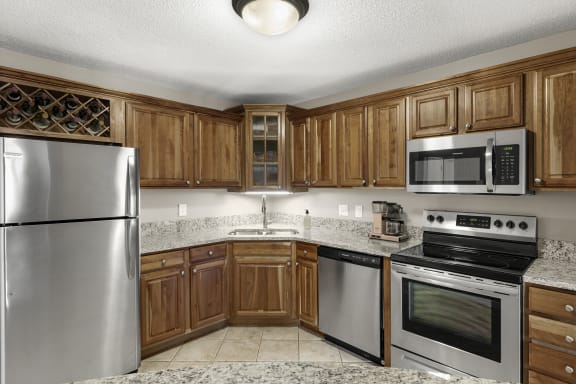 Efficient Appliances In Kitchen at The Riverwood, Lilydale, Minnesota