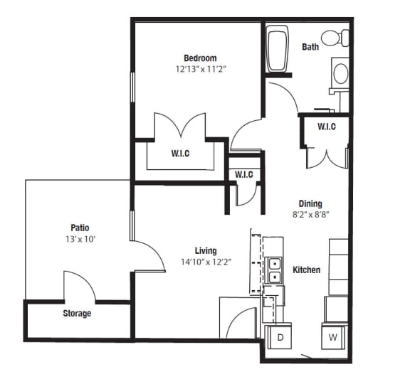 Wyandotte One Bedroom floor Wyandotte One Bedroom floor plan at Shenandoah properties Indiana