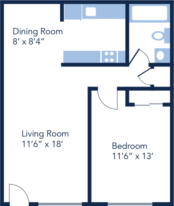 1 bed 1 bath floor plan at Fernwood Grove Apartments, Tampa, FL, 33614
