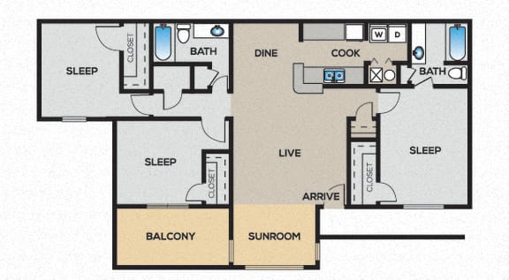  Floor Plan 3 Bedroom 2 Bathroom