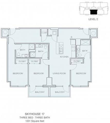 Floor Plan  3 BEDROOM C1H FULLY ACCESSIBLE at The M by RADIUS, Atlanta, 30309