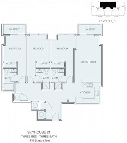 3 BEDROOM C5 Floor Plan at The M by RADIUS, Georgia, 30309