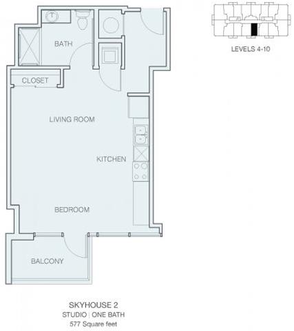 STUDIO S1H - FULLY ACCESSIBLE Floor Plan at The M by RADIUS, Georgia, 30309