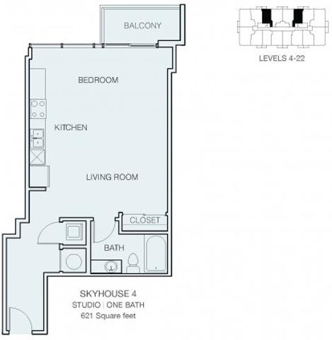 Floor Plan  STUDIO S3 Floor Plan at The M by RADIUS, Atlanta, GA, 30309