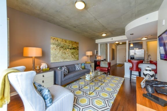 Modern Living Room at The M by RADIUS, Atlanta, GA, 30309