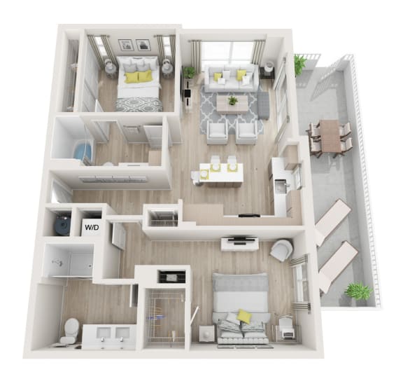 2 bed 2 bath TRANQUIL Floor Plan 2 bed 2 bath TRANQUIL Floor Plan at Altis Little Havana, Miami, Florida