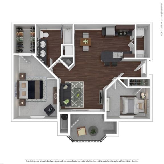 2 Bedroom Floor Plan | Sacramento 2 Bedroom Apartments | Broadleaf Apartments