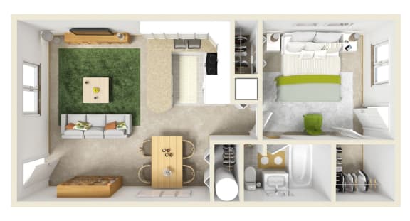 Floor Plan  1 Bed 1 Bath 523 sq.ft.