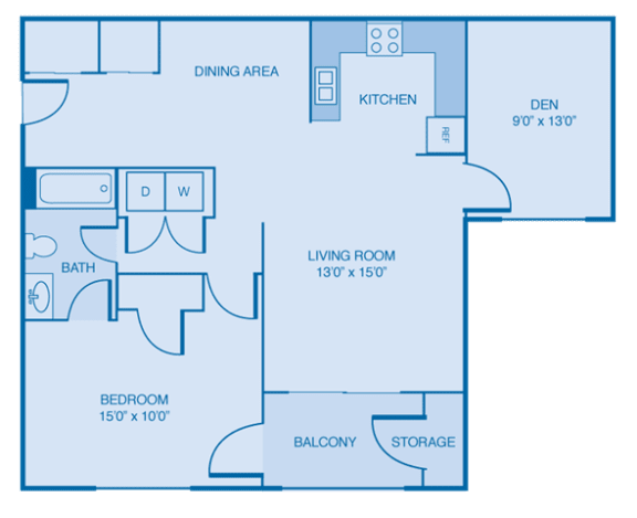  Floor Plan Oxford 1 Bedroom With Flex Space