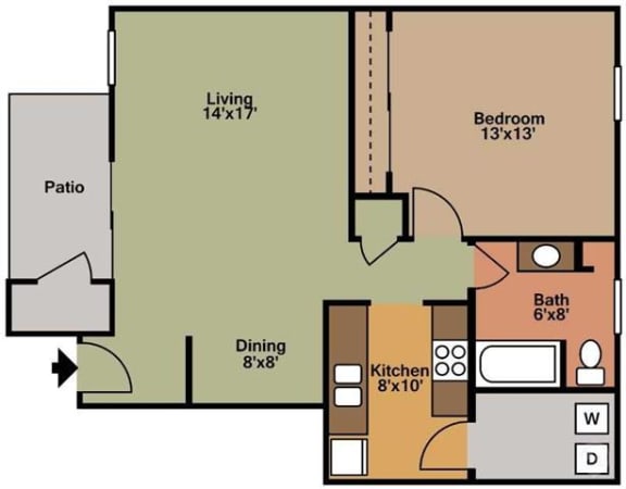 Floor Plan  1 BED, 1 BATH 816 sq.ft.