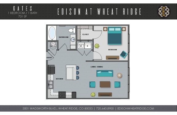 Gates Floorplan Gates Floorplan at The Edison at Wheat Ridge, Wheat Ridge, CO