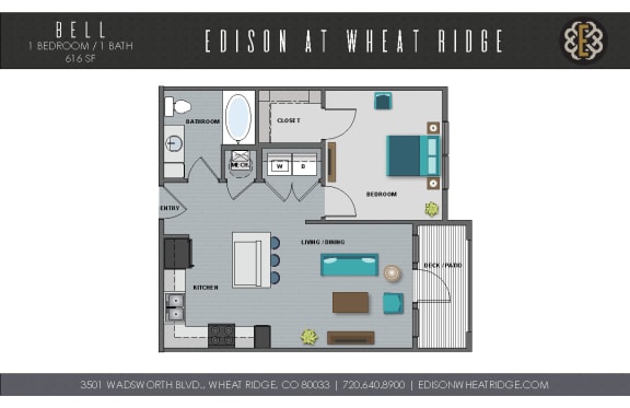 Bell Floorplan Bell Floorplan at The Edison at Wheat Ridge, Wheat Ridge, Colorado