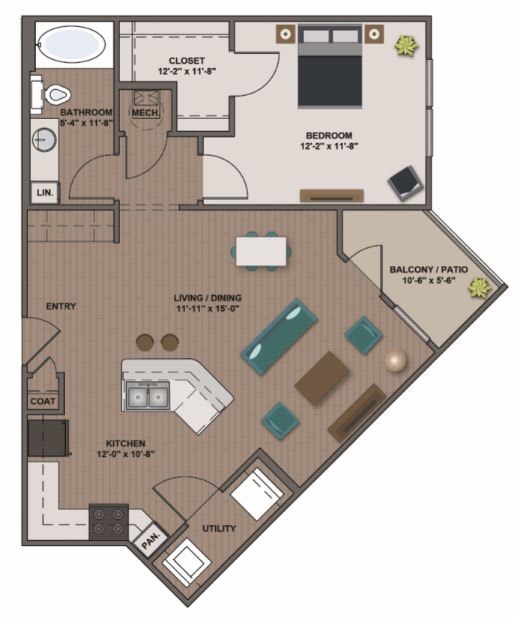 Floor Plan  A4 - Bonhomme 847 sf