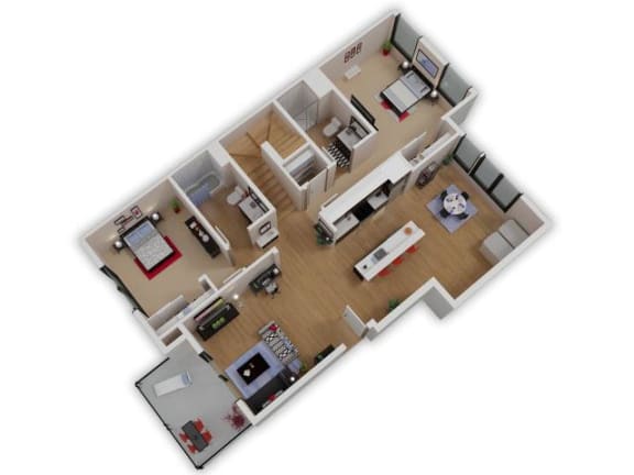 Floor Plan  Capitol Yard Apartments_ West Sacramento CA_Floor Plan_Two Bedroom Two Bathroom B1