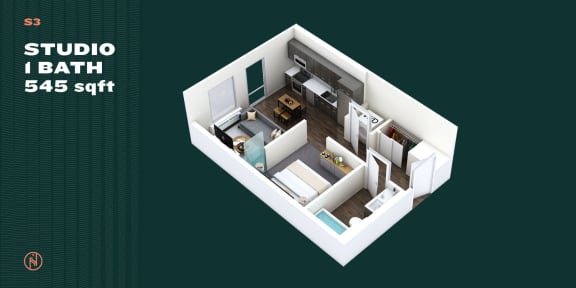 Northointe Apartments Studio C Floor Plan