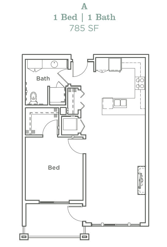Portera at the Grove_Wilsonville OR_Floor Plan A_One Bedroom One Bathroom