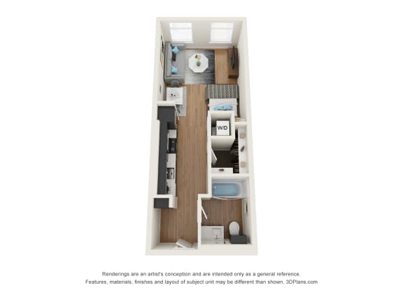 The Postmark Apartments S2B 3D Floor Plan