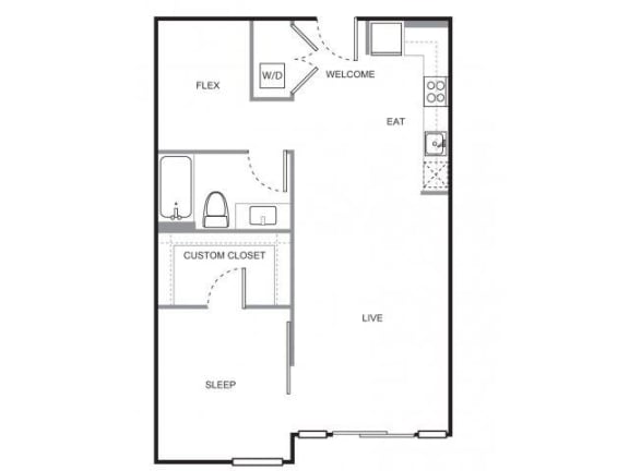 Floor Plan  4730 California Apartments Glenn Floor Plan
