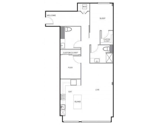 Floor Plan  4730 California Apartments Juneau Floor Plan