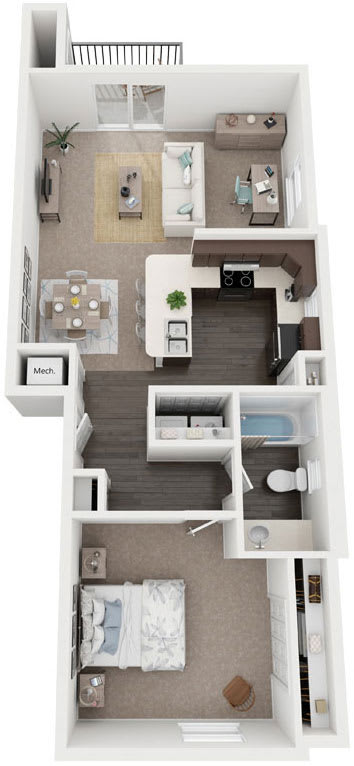 One Bedroom End Style floor plan at Chase Creek Apartment Homes in Huntsville, AL