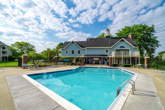 Swimming Pool with Large Sundeck at Hurwich Farms Apartments in Mishawaka, IN