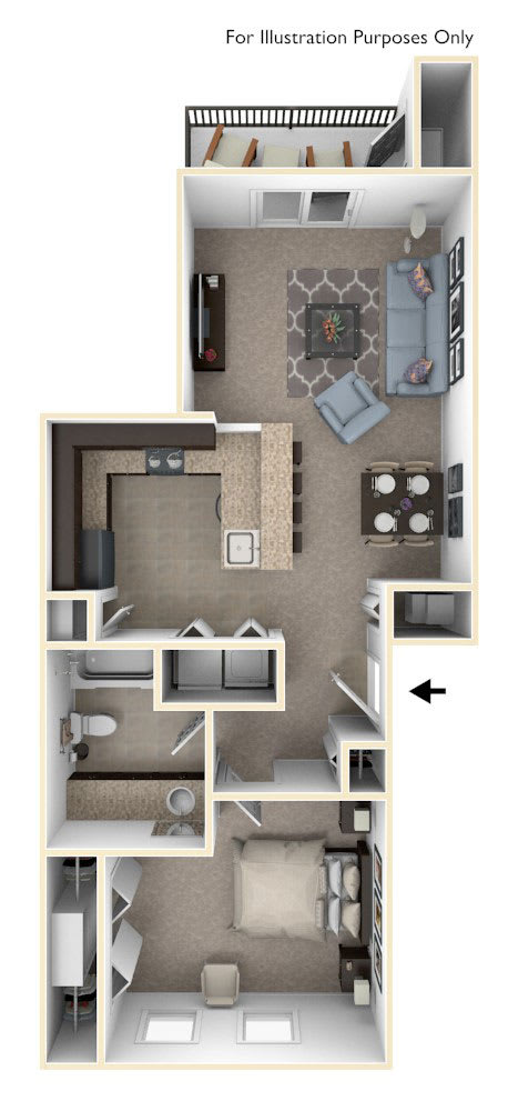 One Bedroom Floor Plan at Trade Winds Apartment Homes in Elkhorn, NE